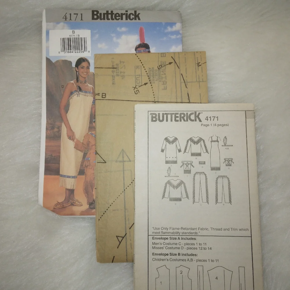 Butterick 4172 Native American costumes. Child sizes.